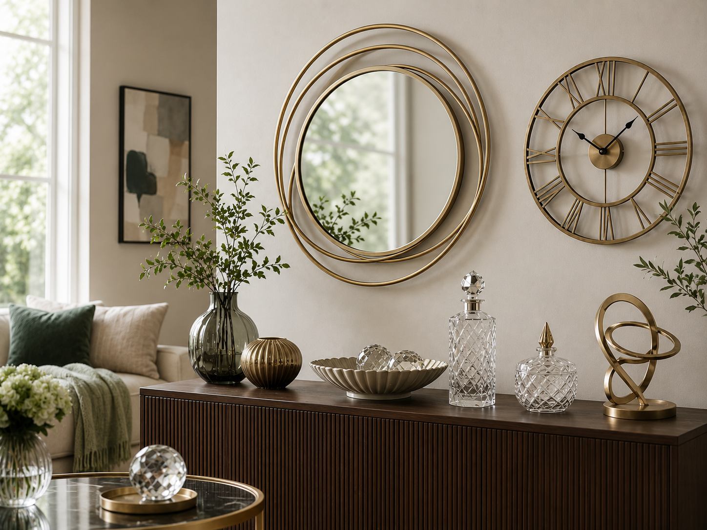 Home décor collection — mirrors, clocks and crystal décor